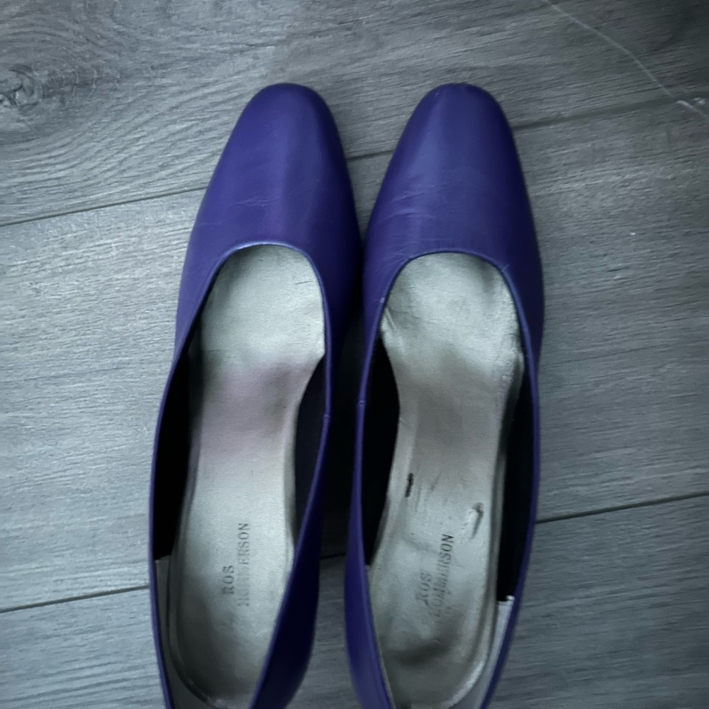 Purple Leather Flats with Rounded Toe
